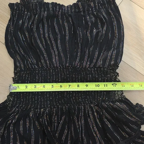 Black Strapless Gold Metallic Lace Dress Beach Cover-up